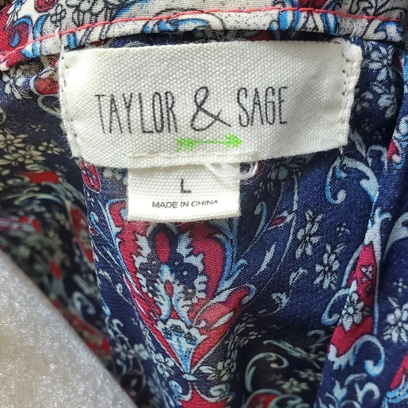 Taylor & Sage Chiffon Printed Flyaway Kimono sz L - Picture 8 of 9